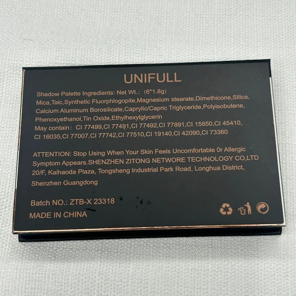UNIFULL Boss Babe Eyeshadow Palette Womens OS Black Gold 6 Pan Shimmer Matte